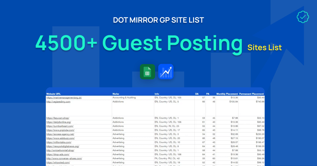 4500 Guest Posting Site List